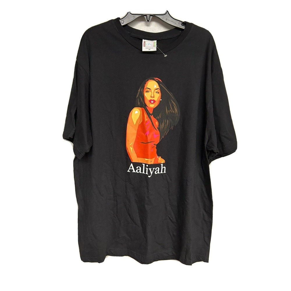 Cross Colours Baby Girl Aaliyah Graphic T-Shirt Black 2X Mens Womens Streetwear